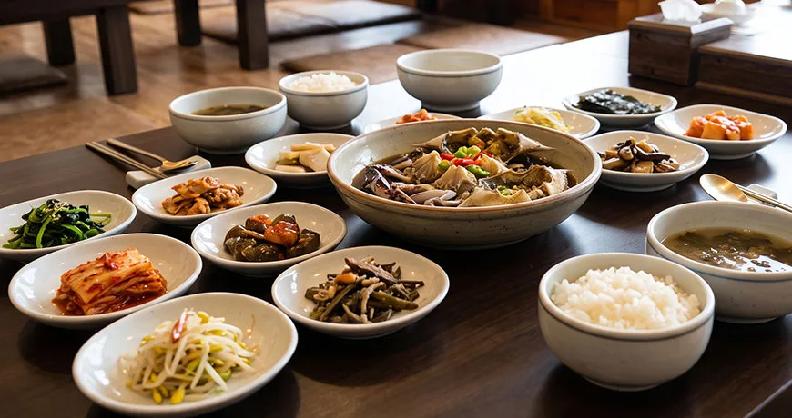 Soy Sauce Marinated Crab Served with Rice and Side Dishes | 간장게장정식